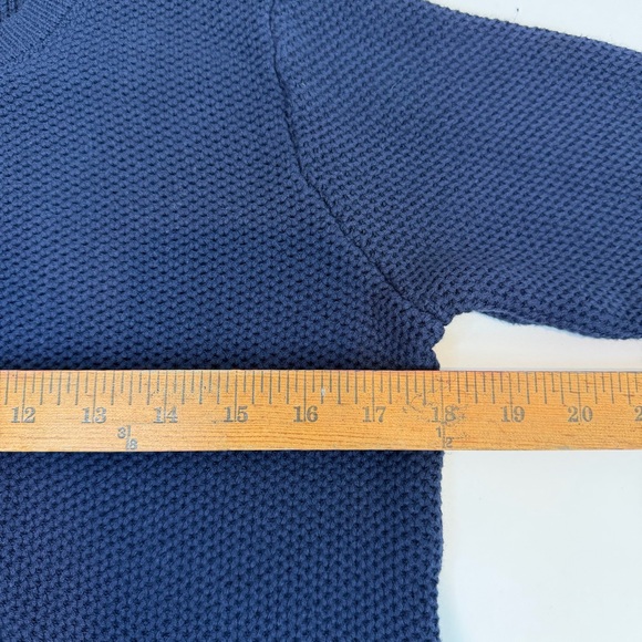 Navy Crochet Hem Knit Sweater Boho Cotton Pullover Small Joseph A - Picture 6 of 7